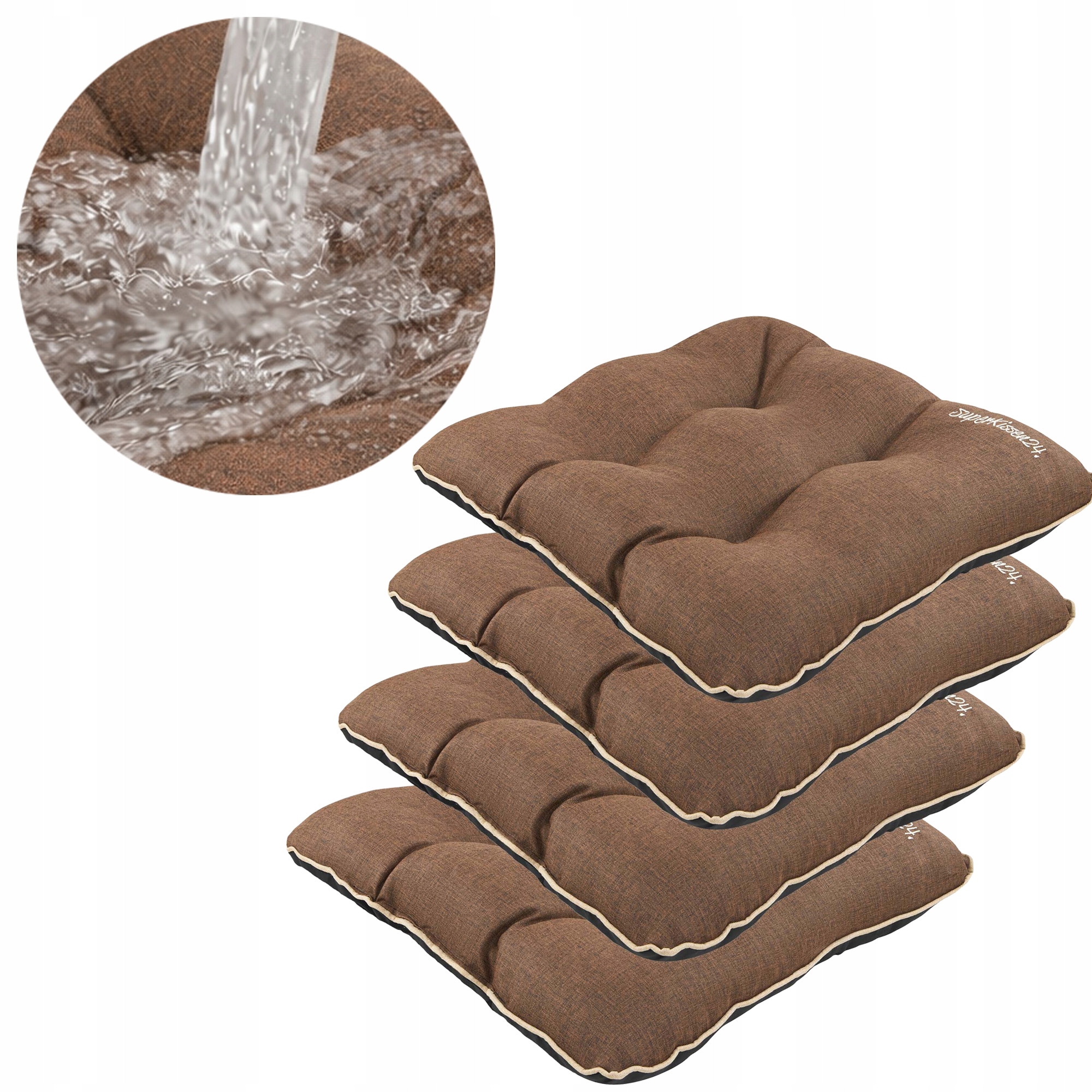 Polštář na zahradní židli sada Polštář měkký 45x45 Hnědý Len 4 ks