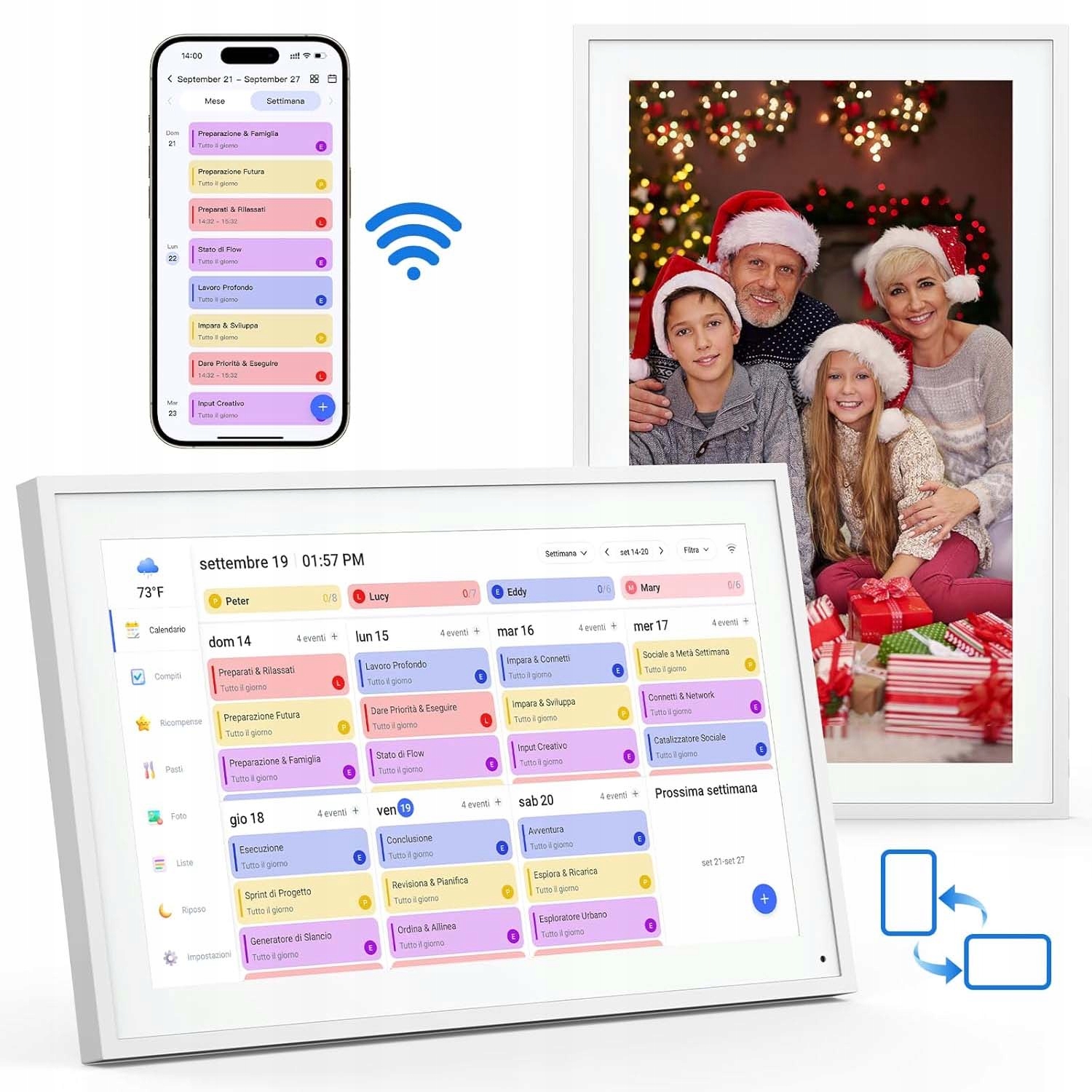 Rámeček Digitální Na Fotografie Wi-fi Aplikace 15,6" Dotykový Fotorámeček 32GB Hd