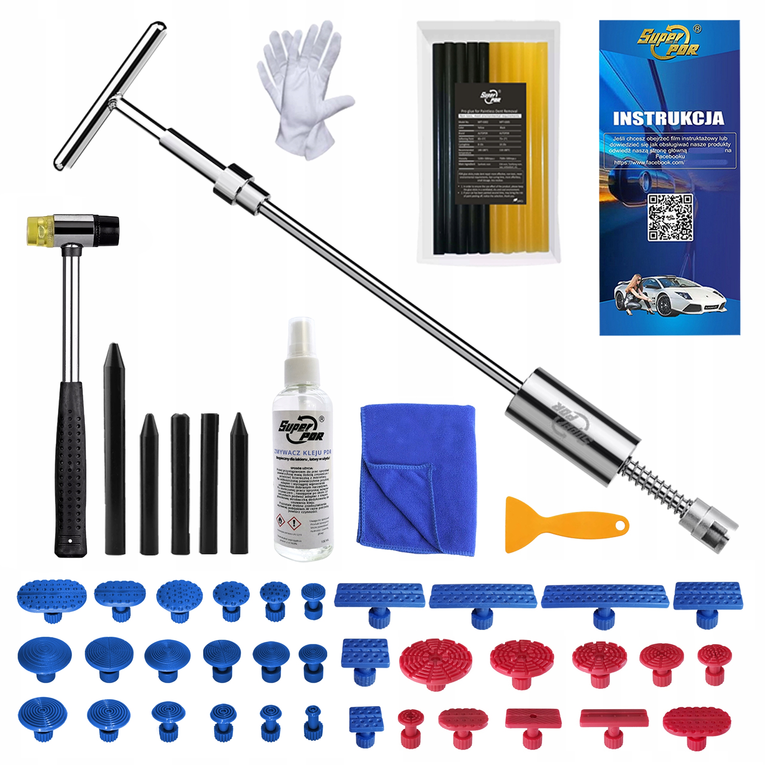 Sada pdr Pro vytahování promáčklin Setrvačné kladivo Silné lepidlo