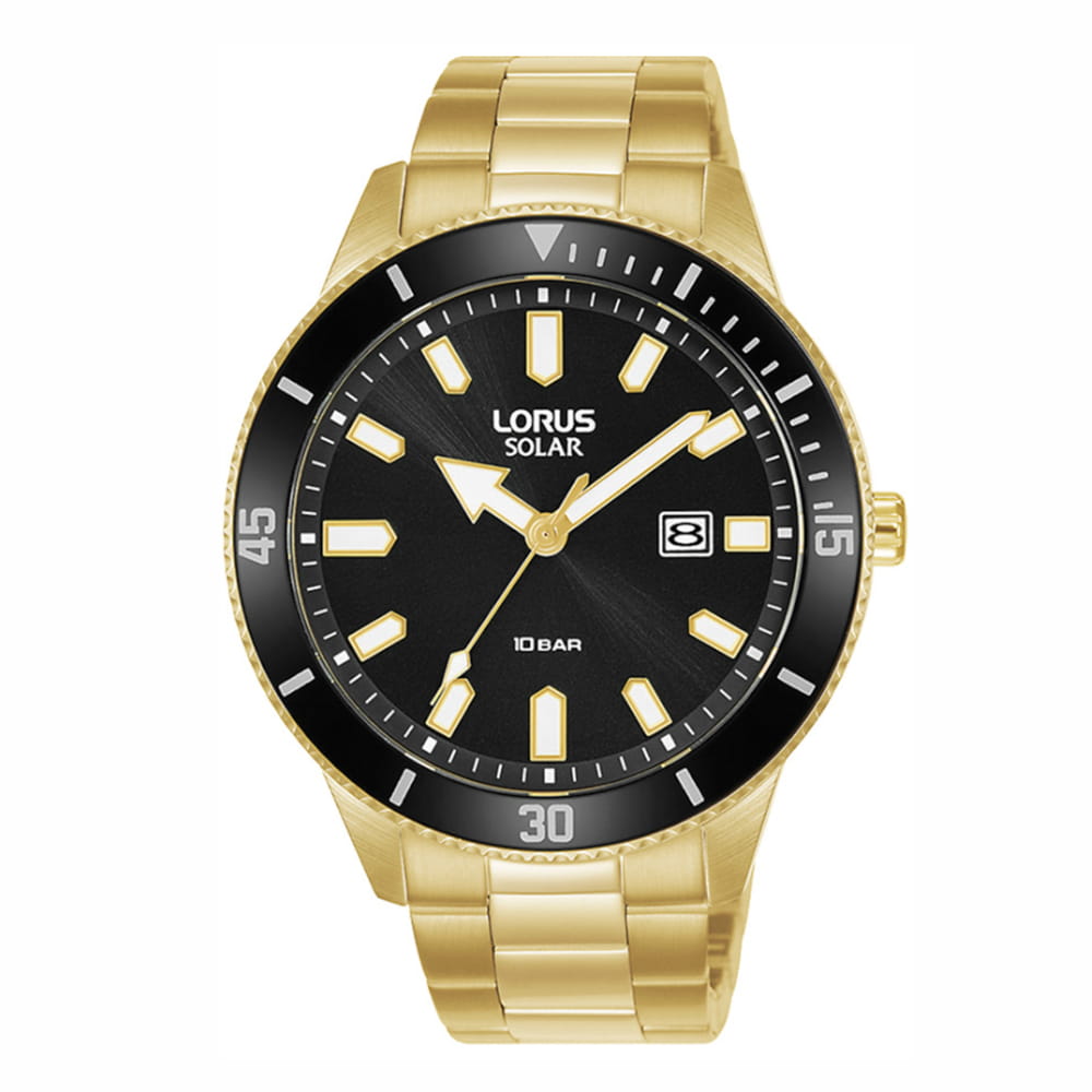 Pánské hodinky Lorus Solar Classic zlatý náramek