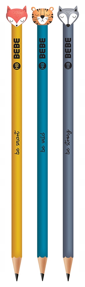 Ołówek z figurką Tygrysa Interdruk HB, zestaw 3 szt.