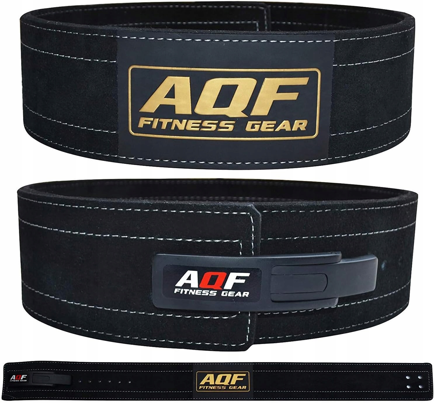 Aqf Kožený pás pro zvedání závaží – 10 mm, velikost M, černý