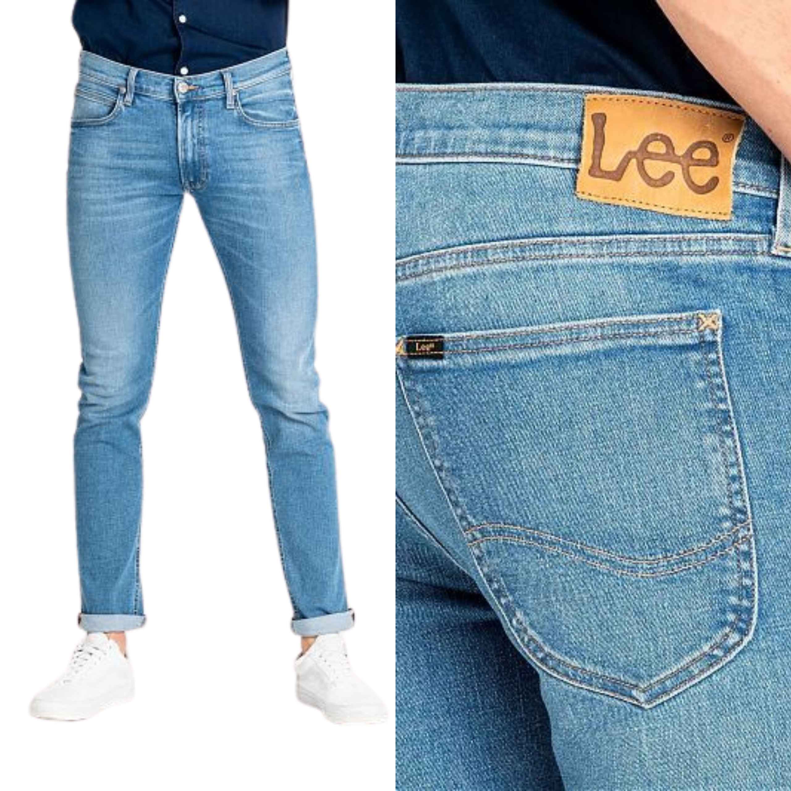 Lee kalhoty Skinny modré Regular džíny Luke W26 L32