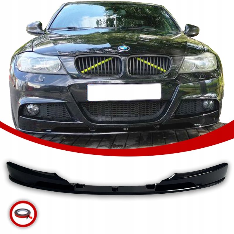 Bmw E90 E91 Krytka Předního Nárazníku Splitter Polift LCI Černý Lesk