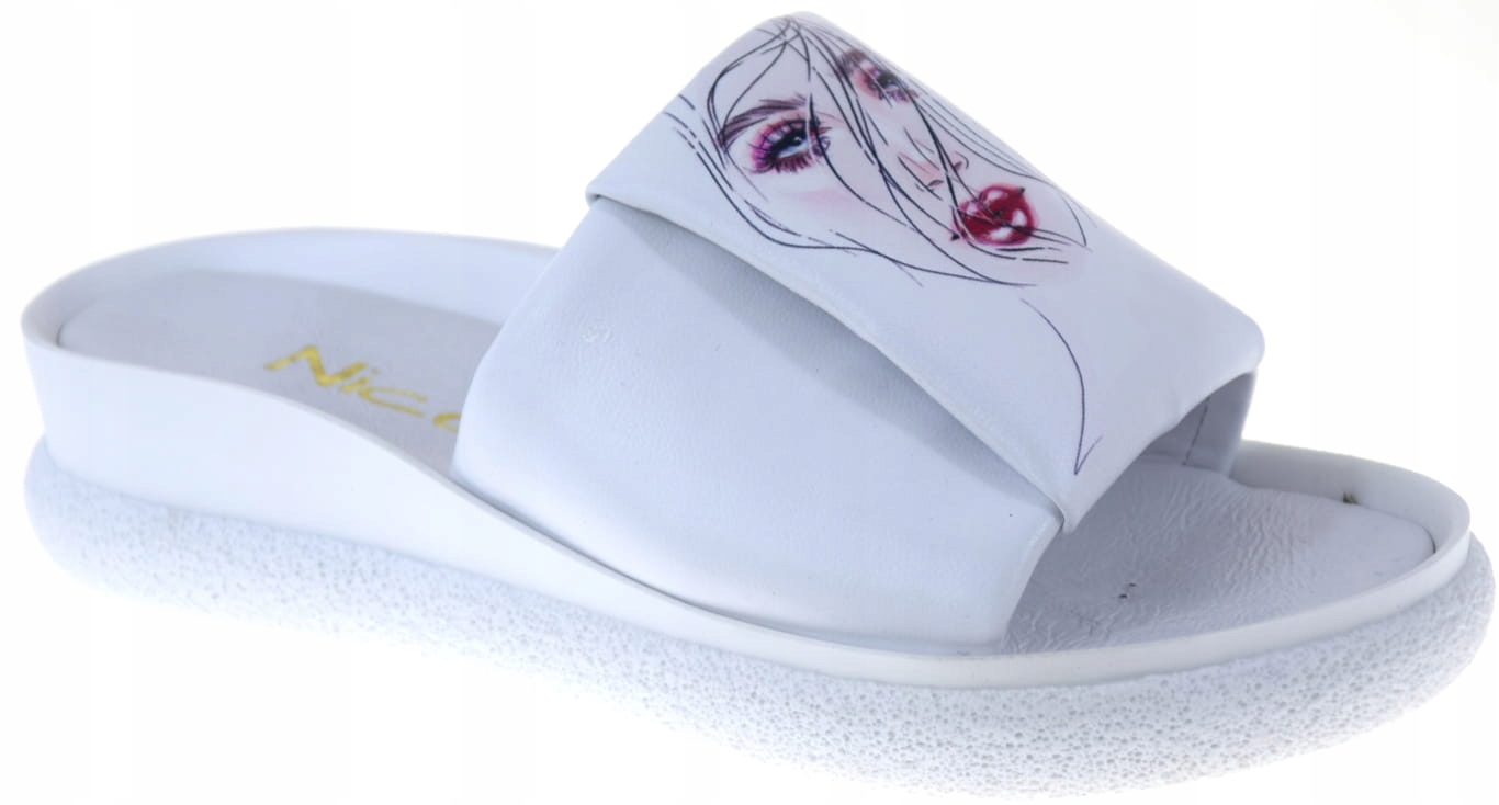 Nazouváky Nicoll 4159/737 Přírodní Kůže Bílé Elegantní Na Léto R37
