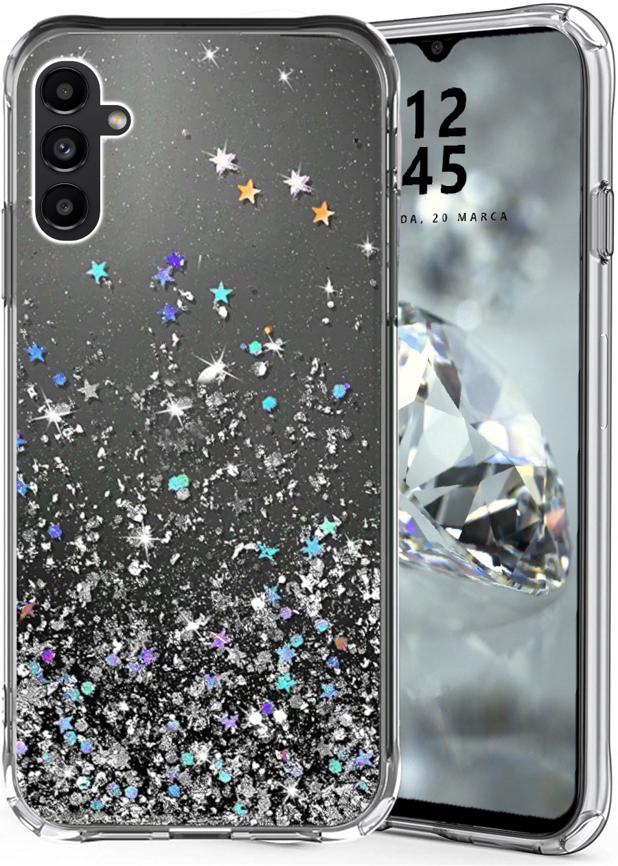

Etui Do Samsung A14 4G 5G Kolorowy Brokat Szkło