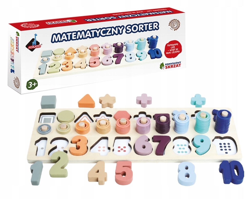 

Układanka drewniana Cyfry Sorter matematyczny 75el