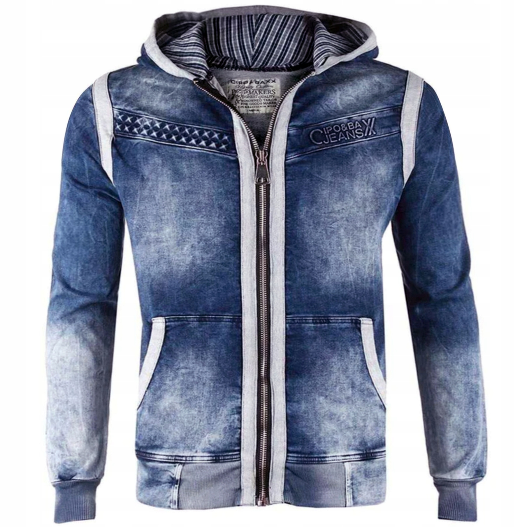 Katana Jeansová bunda Cipo Baxx Džínová s kapucí Mikina