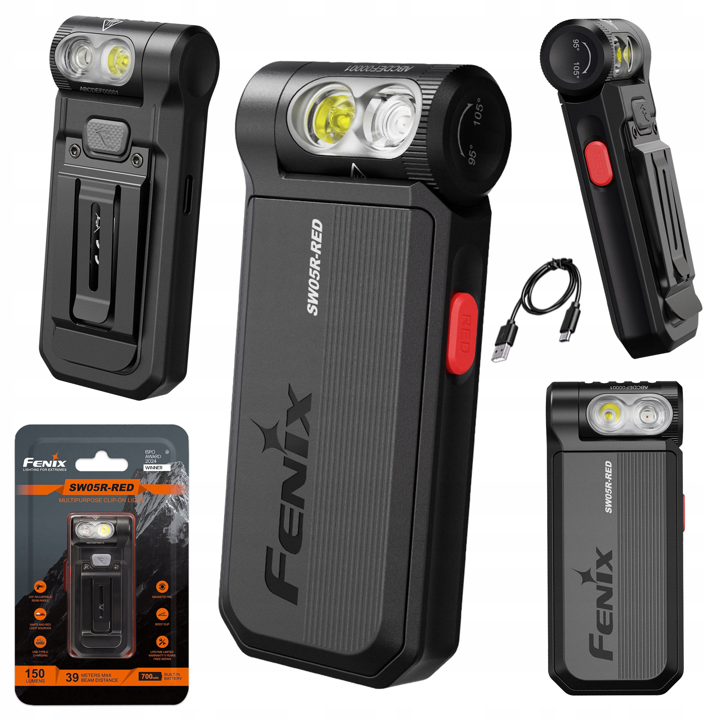 Latarka kątowa Fenix Led SW05R-RED czarna Dioda Biała/czerowna 150 lm Ubc-c