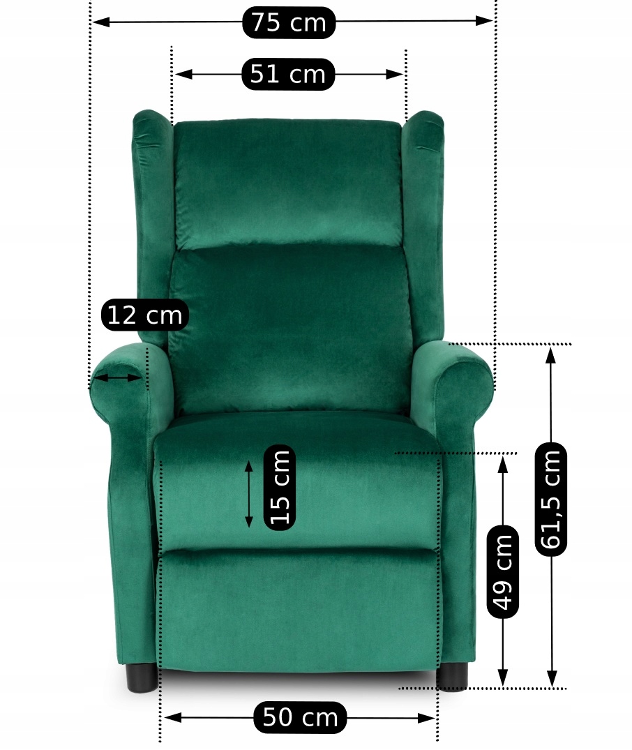 Fotel Wypoczynkowy Rozkładany Uszak Do Salonu Loft Welurowy Zielony SIMON Kolor korpusu czarny