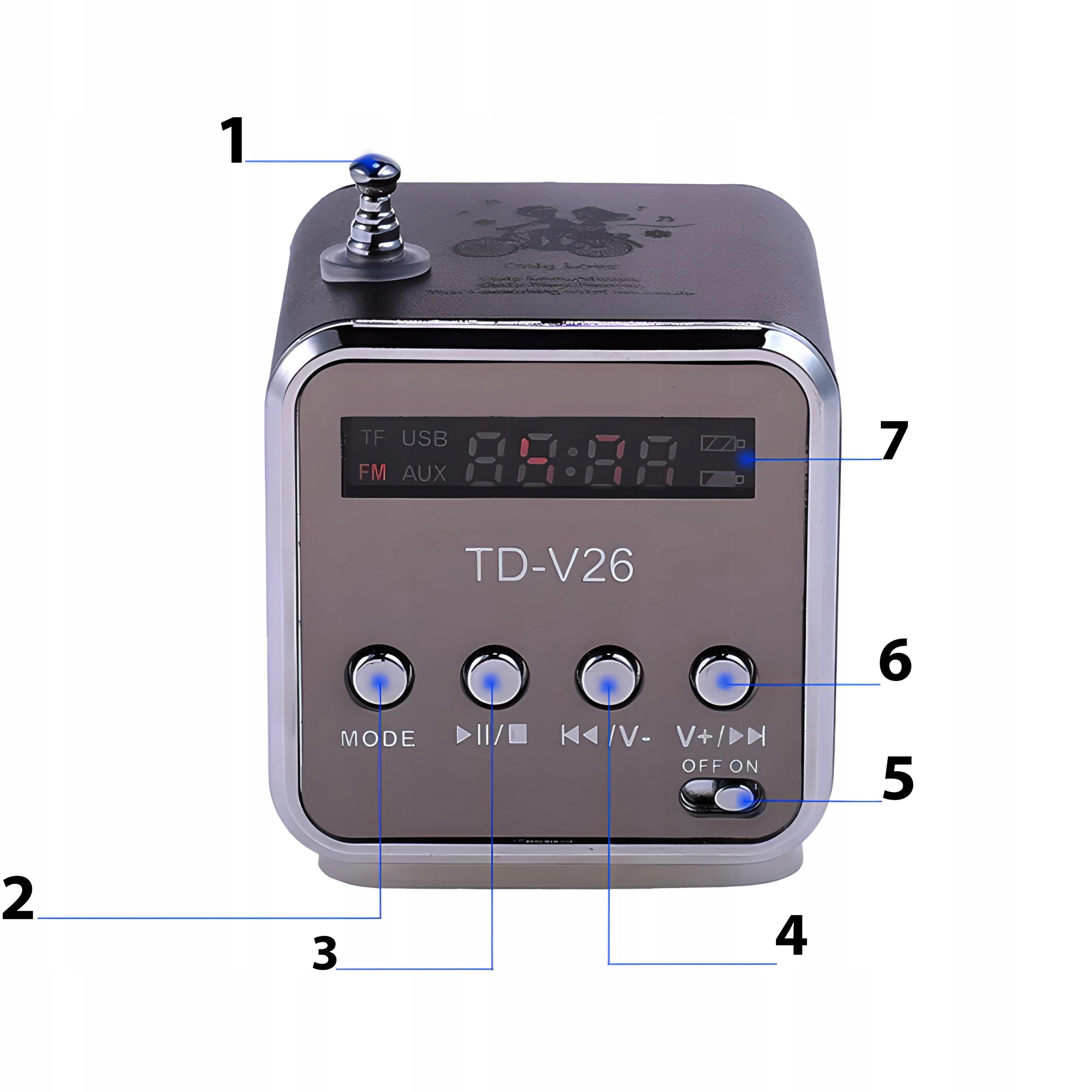 GŁOŚNIK BEZPRZEWODOWY PRZENOŚNY MINI RADIO KUCHENNE FM LED Waga produktu 1000 g