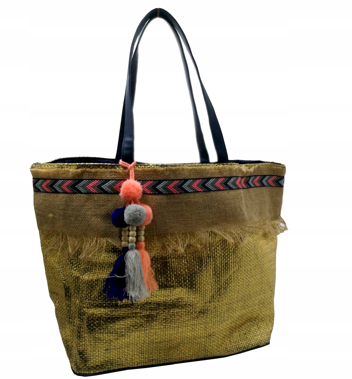 

Torba shopper na zakupy plażę złota pojemna duża