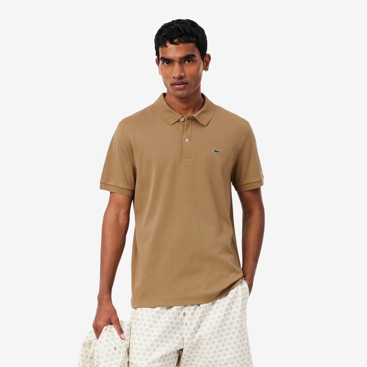 Lacoste Pánská Polokošile z bavlny Pima Brown XXL