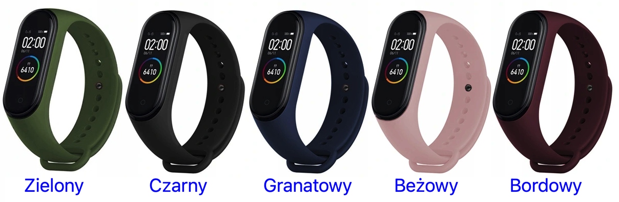 ZESTAW 5 SZTUK OPASKA DO XIAOMI MI BAND 5 6 7 PASEK Materiał guma