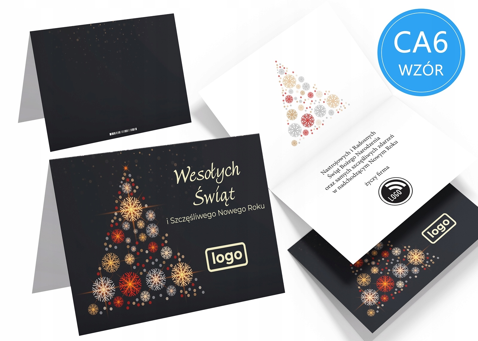 FIRMOWE KARTKI ŚWIĄTECZNE Biznesowe dla FIRM LOGO Materiał papier