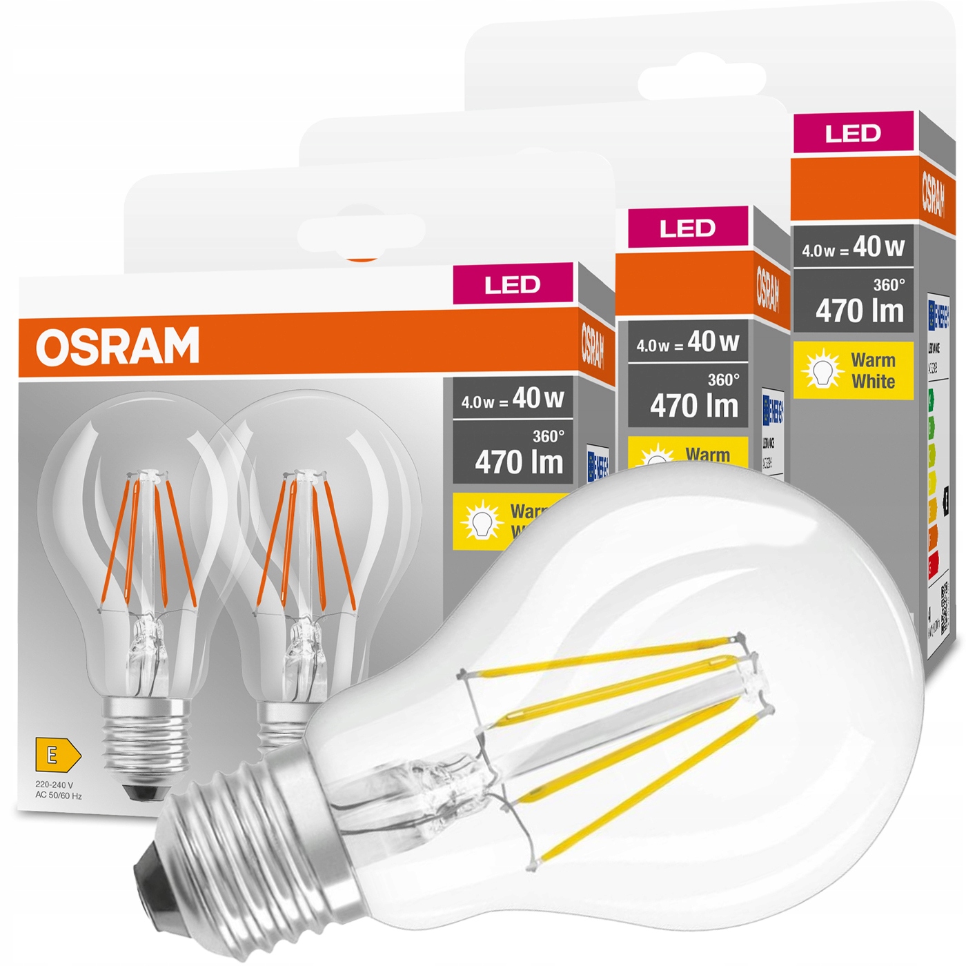 

6x Żarówka Led Filament E27 4W 2700K 470lm Osram