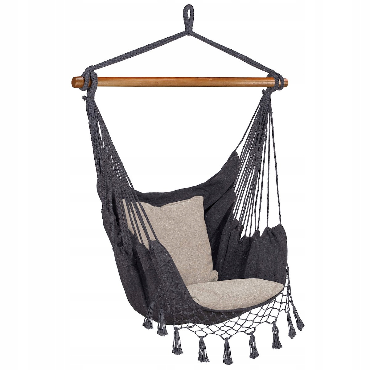 FOTEL WISZĄCY OGRODOWY BRAZYLIJSKI BUJANY HUŚTAWKA HAMAK KOKON + 2 PODUSZKI Średnica/szerokość siedziska 100 cm