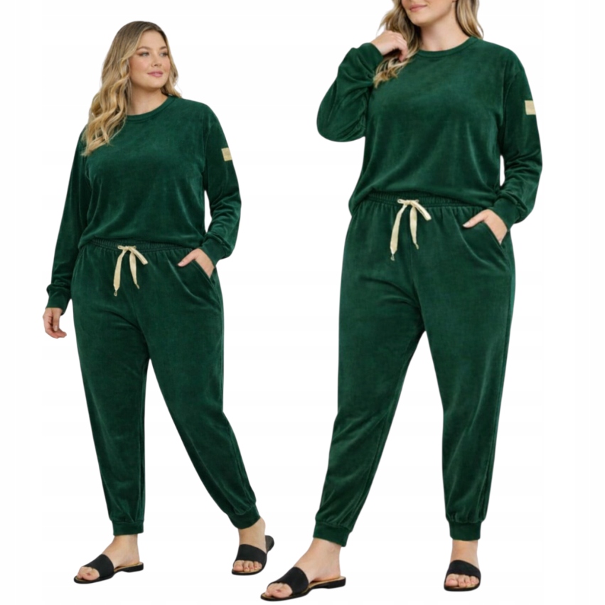 Velurová tepláková souprava s měkkými kapsami přes hlavu mi 46 48 3XL 4XL