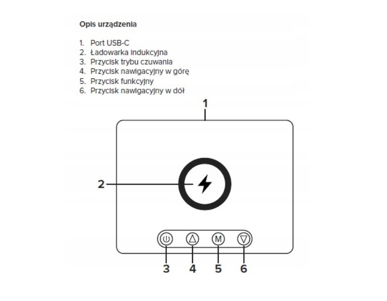 BUDZIK CYFROWY Zegar ŁADOWARKA INDYKCYJNA 15W Temp Złącza USB typ C
