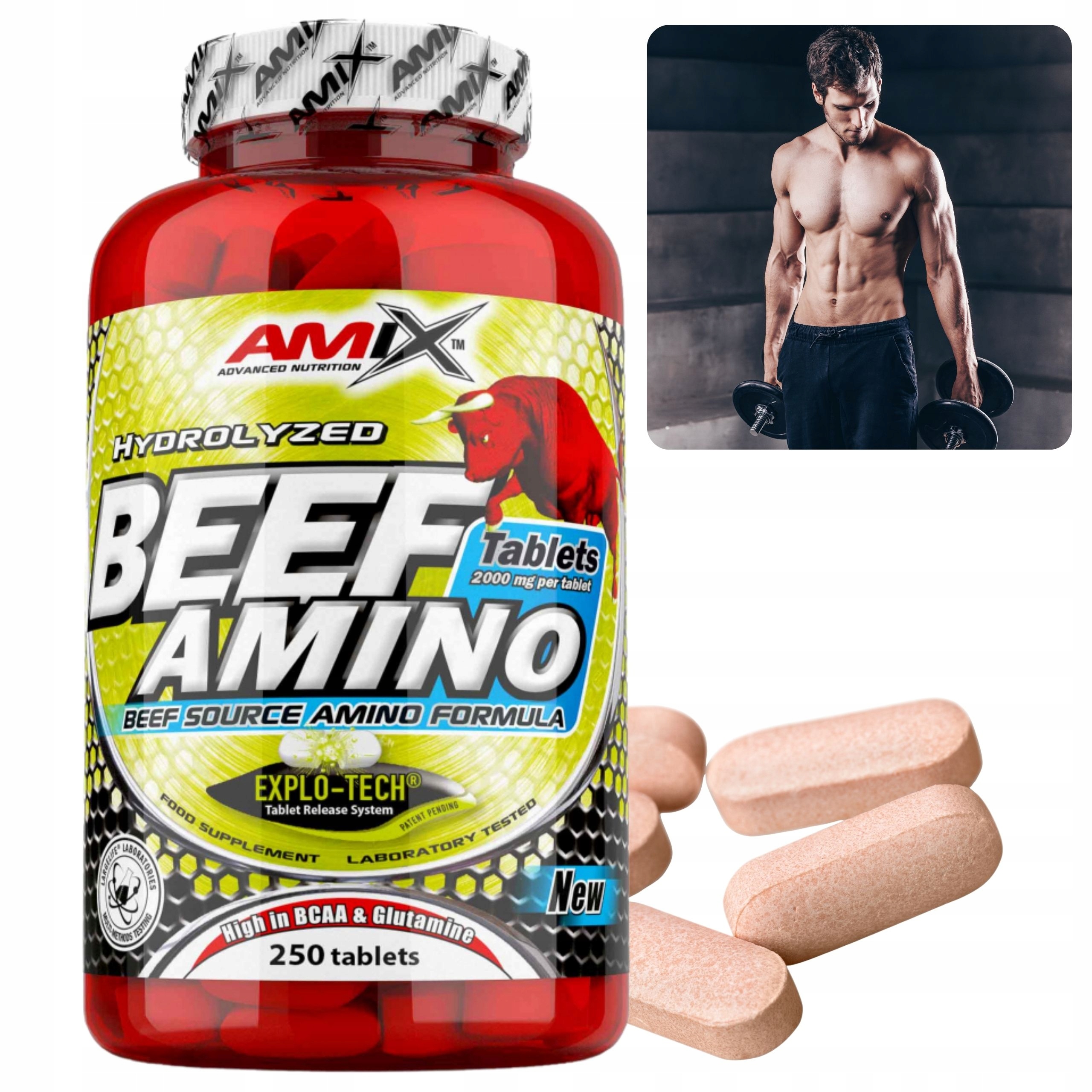 Bcaa Arginin Tablety Regenerace svalů Amix Beef Amino 250 tablet