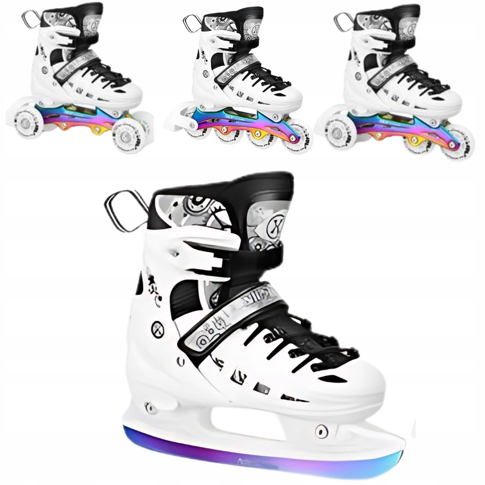 Łyżworolki 4w1 Wrotki Rolki Łyżwy Hokejowe Regulowane Dla Dziecka Led 31-34
