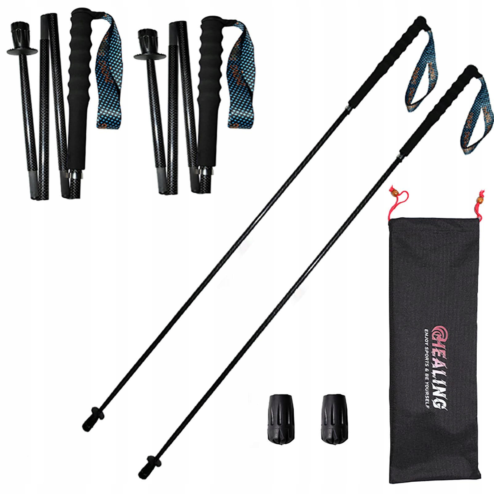 Ultralekkie kijki trekkingowe składane 2 sztuk z torbą 120cm Okhealing