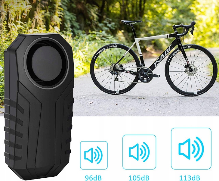 ALARM ROWEROWY + PILOT BLOKADA ZABEZPIECZENIE MOTORU HULAJNOGI GŁOŚNY 113d Stan opakowania oryginalne