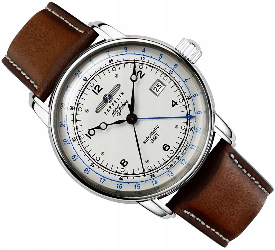 Nové Pánské Hodinky Zeppelin 8666-1 Automatické Vintage Gmt S Datem Na Opasku