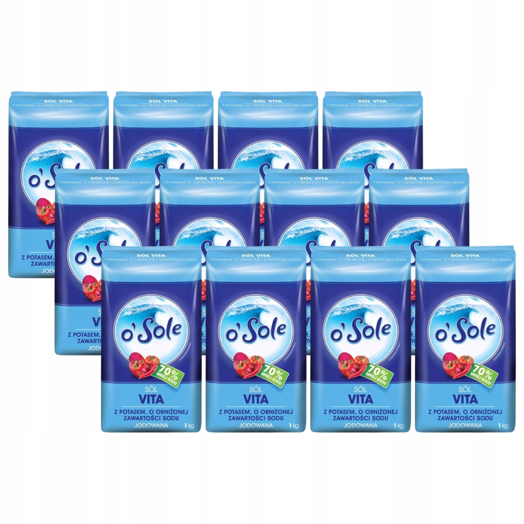 Levně o'Sole Sůl Vita s draslíkem a sníženým obsahem sodíku jodovaná 1kg x 12 Ks