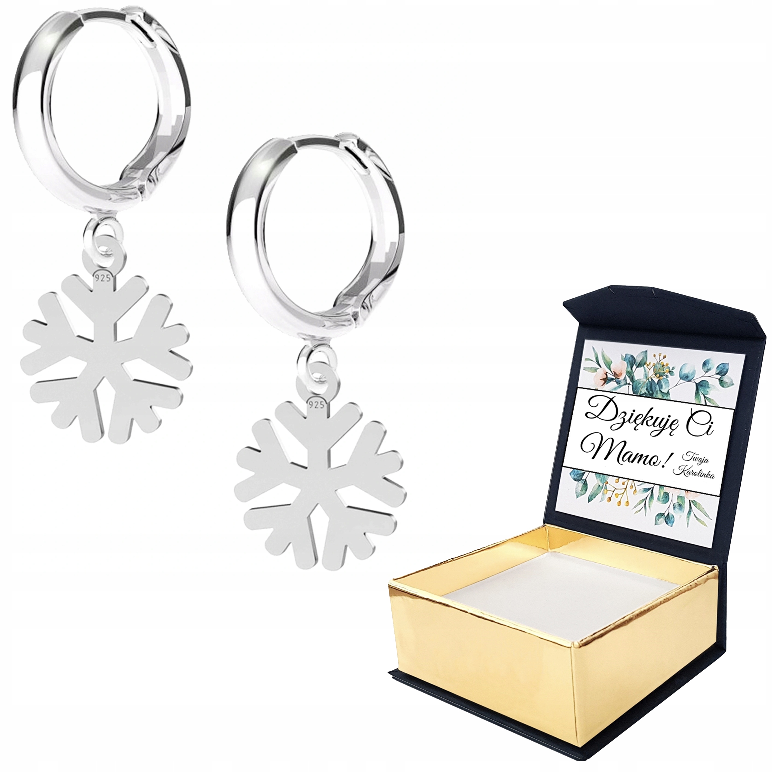 Stříbrné náušnice 925 Vločka s Vlastním Potiskem