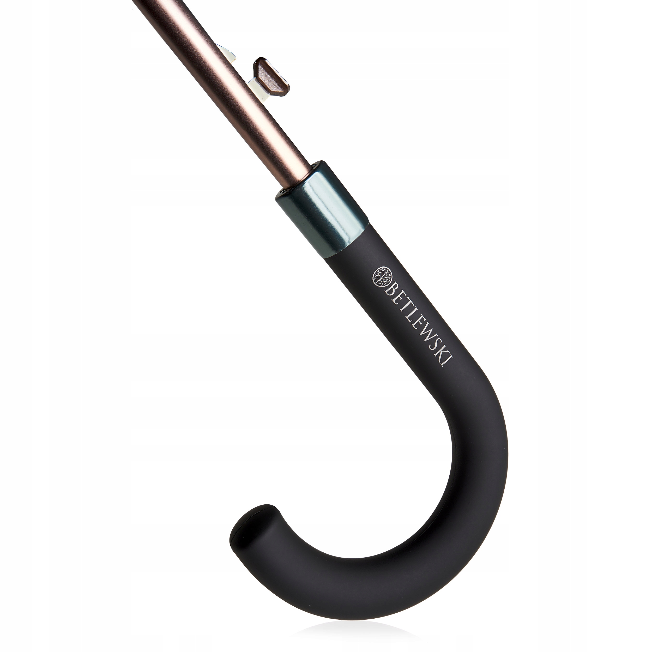 BETLEWSKI Duży parasol półautomatyczny mocna parasolka męska damska czarna Wzór dominujący logo