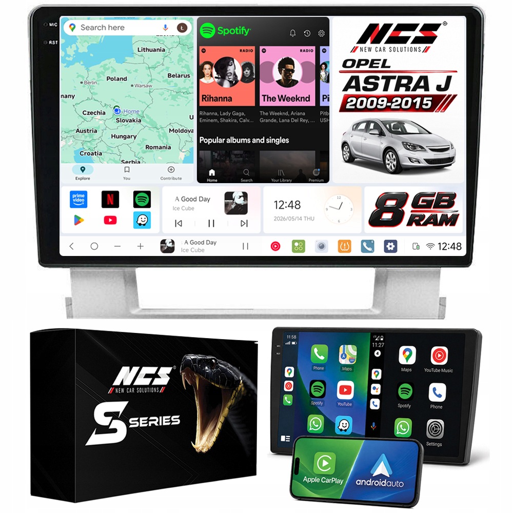 Rádio Navigace Ncs DS9 Opel Astra J 2009-2015 Android 8GB Lte 9″
