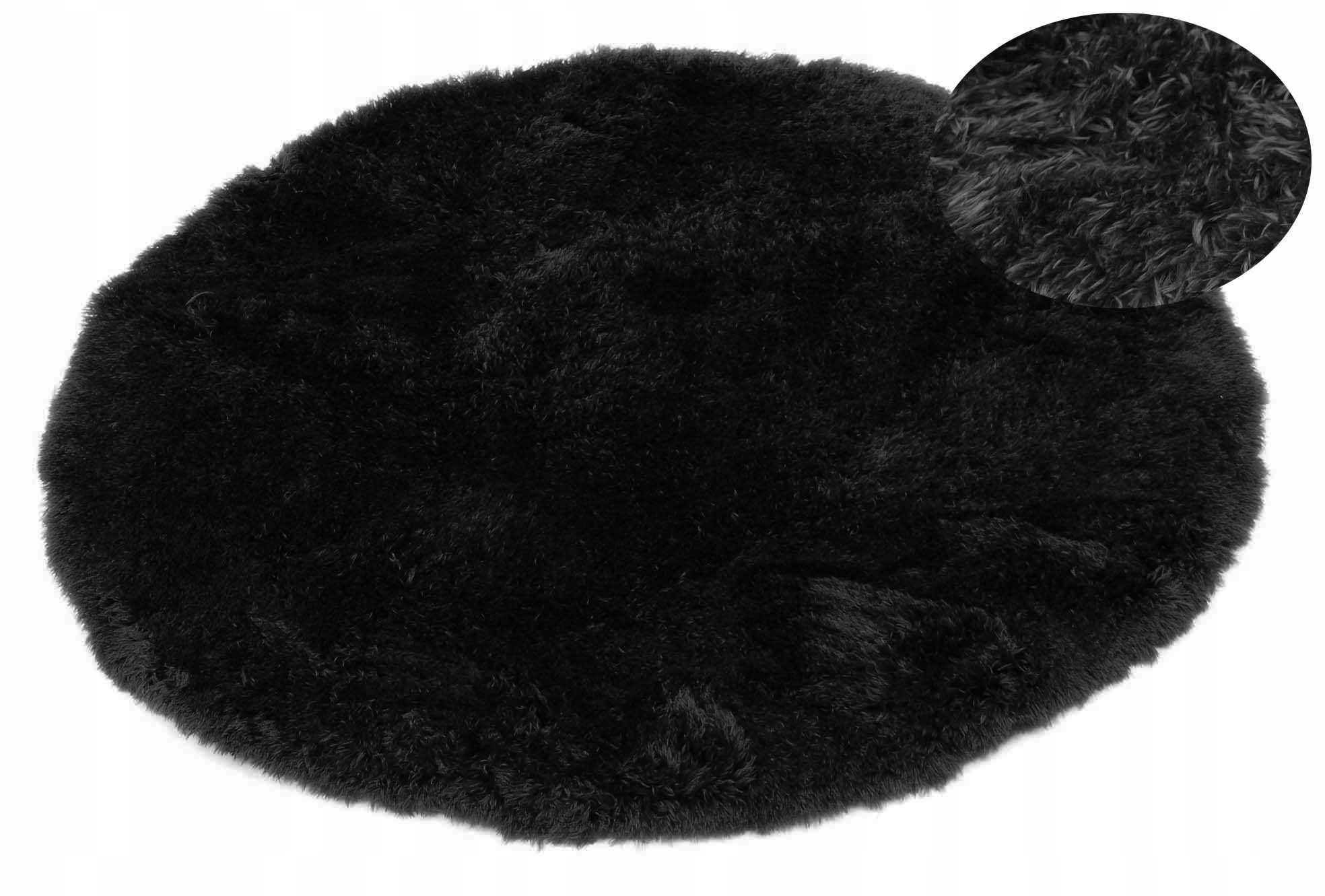 Koberec Plyšový Měkký Nadýchaný Černý Kruh Softi Plyš 160 cm