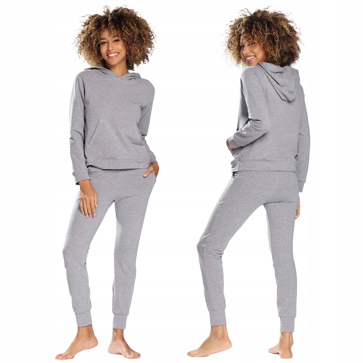 Teplákovka Dámská mikina s kapucí Oversize Dresové kalhoty Bavlna 2XL šedá