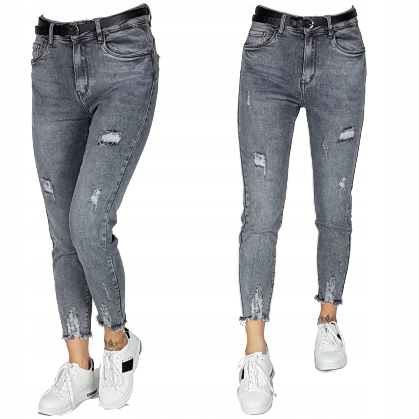 

Spodnie Jeans Szare Z Dziurami 7/8 Plus Size 38