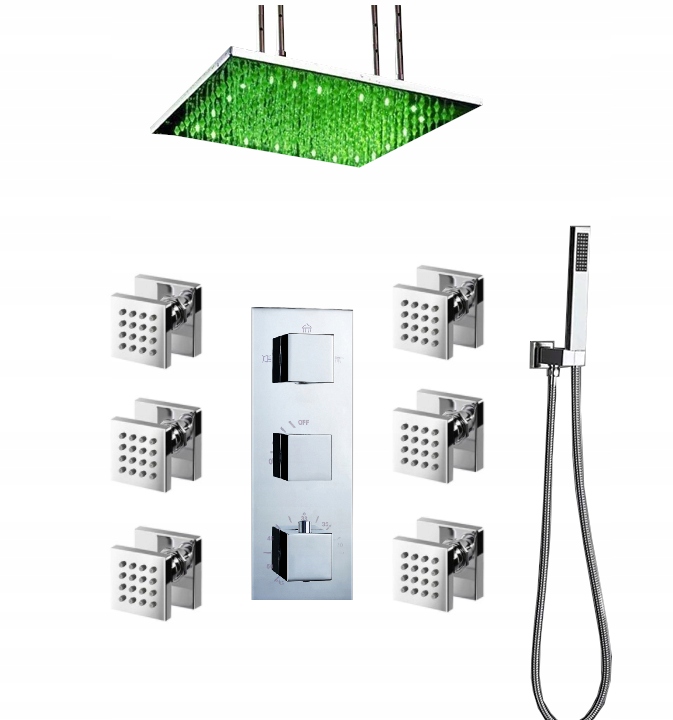 Podomietkový Led Termostat, Dažďová Sprcha 60 CM
