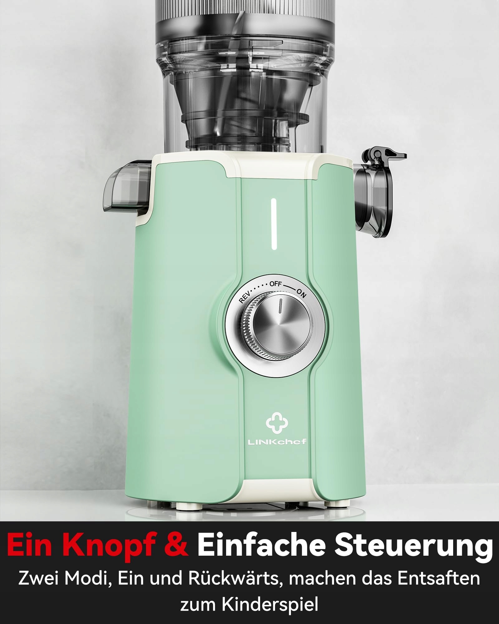LINKCHEF Wolnoobrotowa Sokowirówka Do Warzyw i Owoców BPA Free 200W 1.2L — miniatura 9