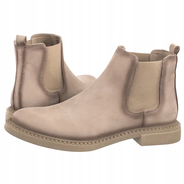 Boty Štyblety Kotníkové Boty Kožené Dámské Nessi Béžové 24651_ 9