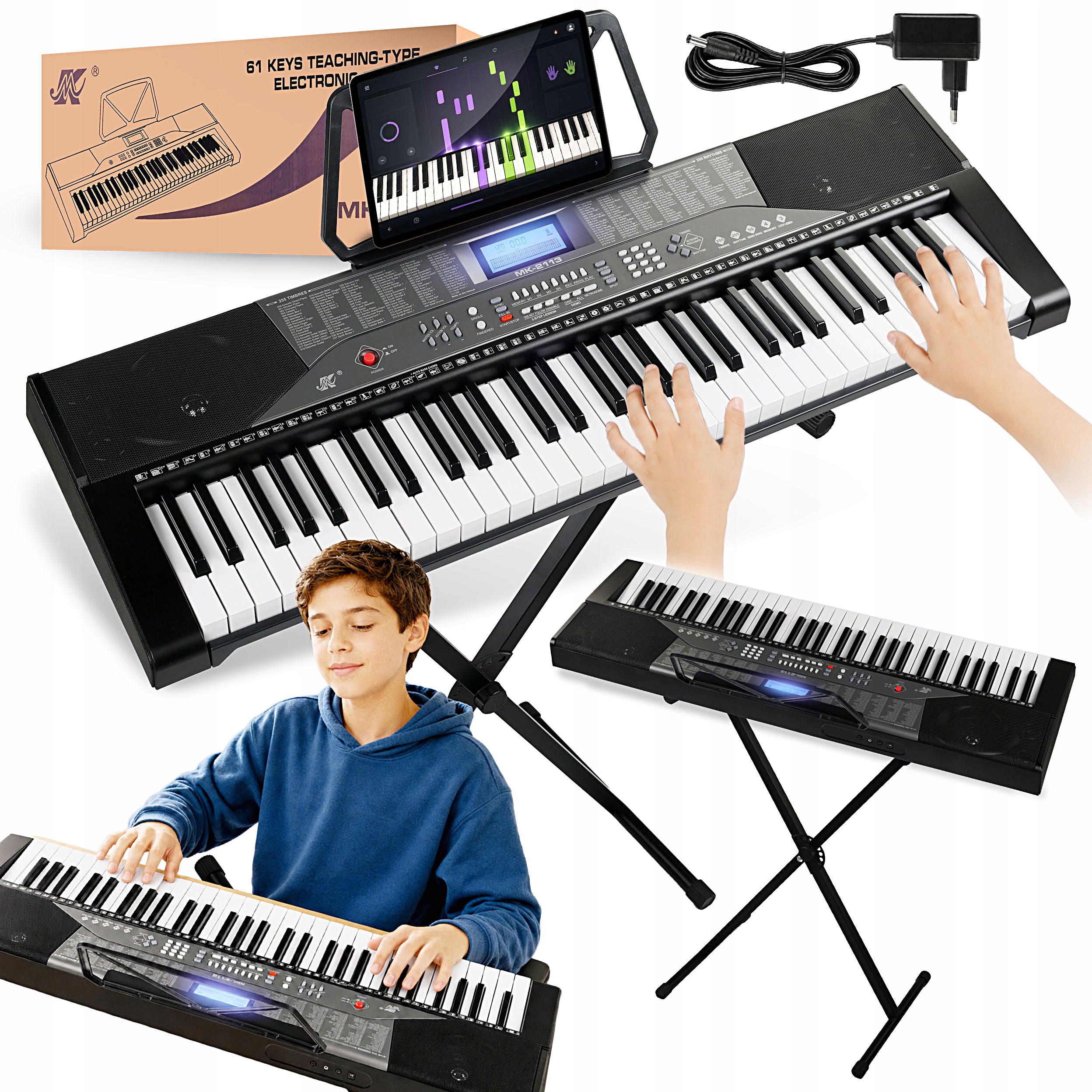 Vzdělávací Klávesnice Organy Piano Pro Děti Pro Výuku 61K Bluetooth Stativ