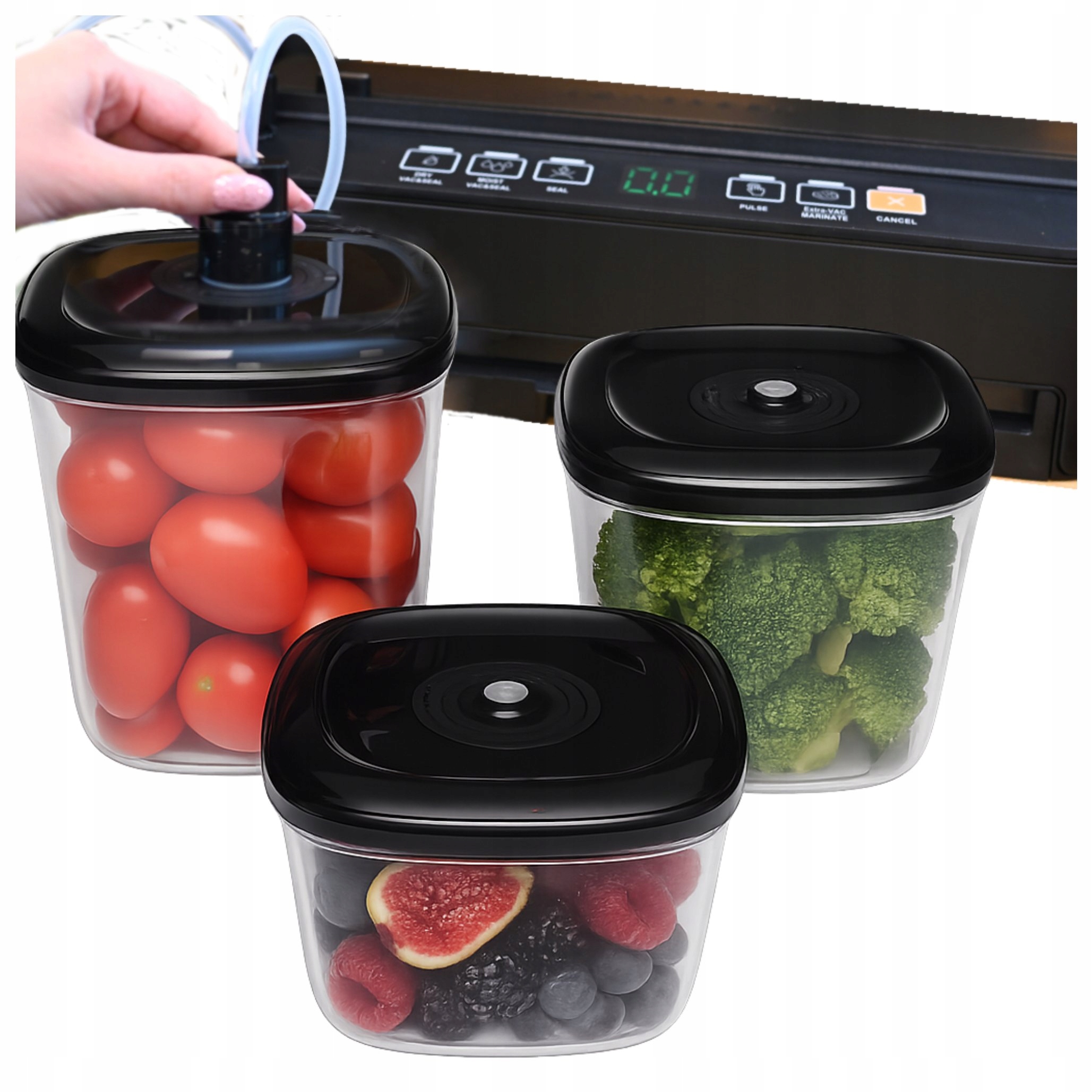 Zestaw 3x pojemników próżniowych Kohersen 2L 0,7L 1,4L do jedzenia, kawy