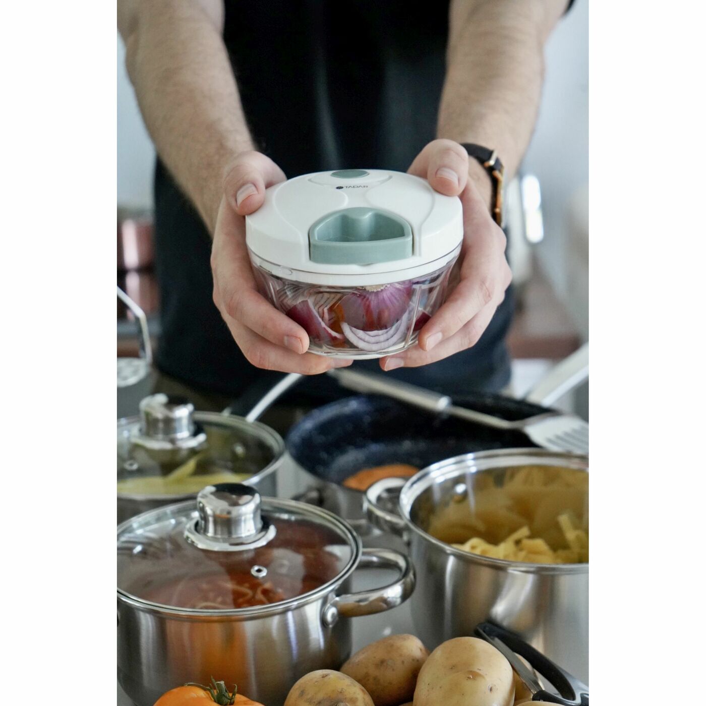 Ręczny ROZDRABNIACZ DO WARZYW siekacz do CEBULI krajalnica do warzyw Tadar Zasilanie ręczne