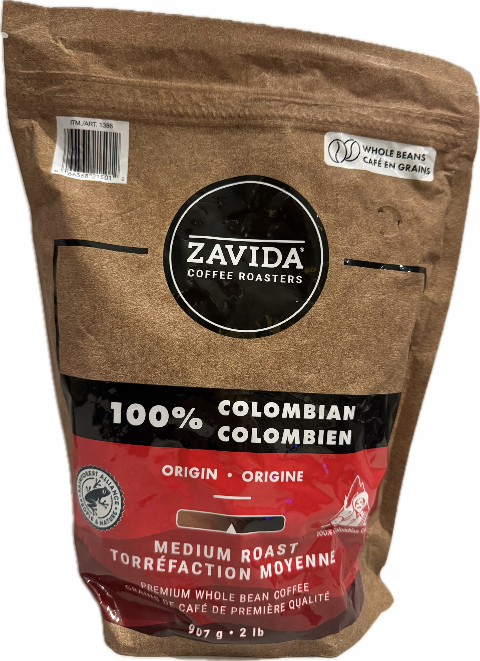 Levně Káva Zavida zrnková Arabica Colombian 907 g