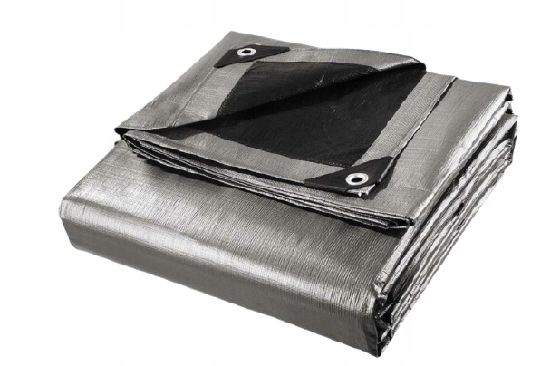 Plandeka srebrno-czarna gruba 8x12m 260g/m2