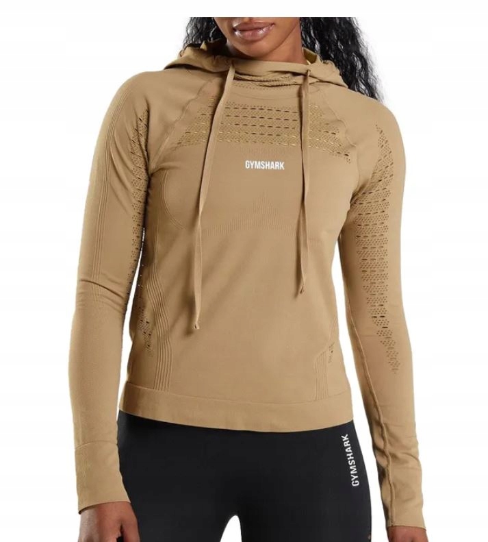GYMSHARK BLUZA SPORTOWA BRĄZOWA Z KAPTUREM DAMSKA L 0Z7D1_B*