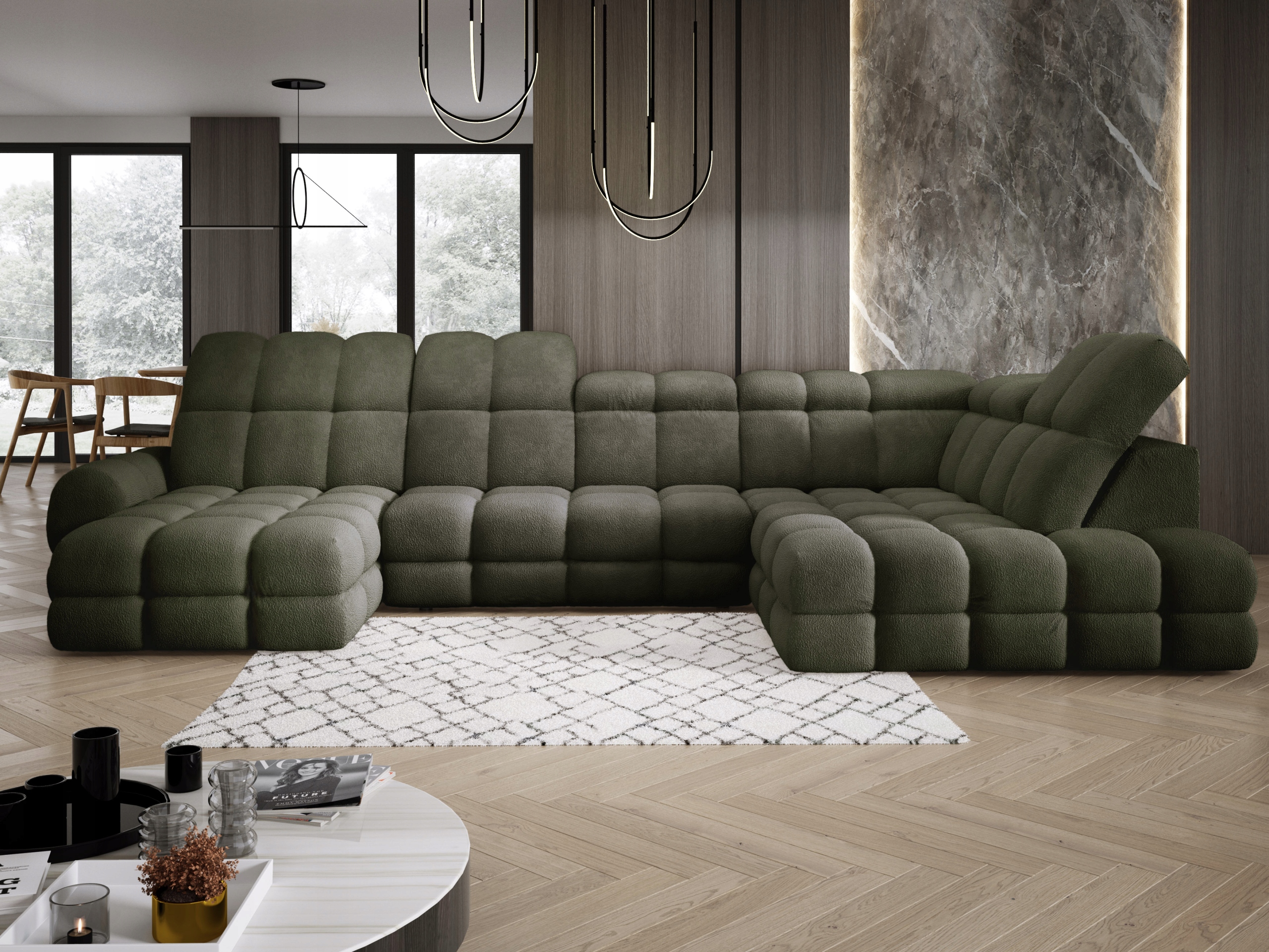 Moderní stylový Rohová Sedací Souprava Tollo XL Versailles s elektrickou funkcí spaní