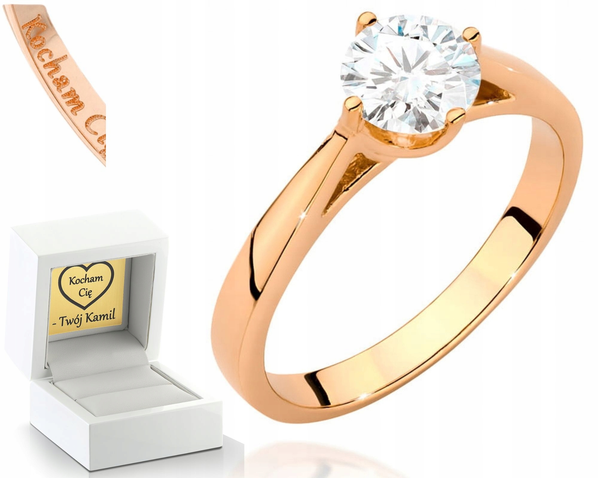 Růžové Zlato Prstýnek S Diamantem 585 Gravírování Bonus