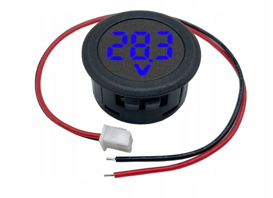 Woltomierz miernik napięcia 5V - 100V okrągły NIEBIESKI Model WOLTOMIERZ DC 5-100V PANELOWY MIX KOLORÓW