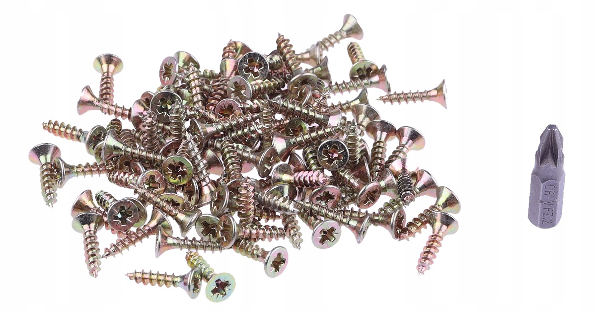 

Wkręt Do Drewna 3,5x16 mm Ocynk Żółty 100 Szt +bit