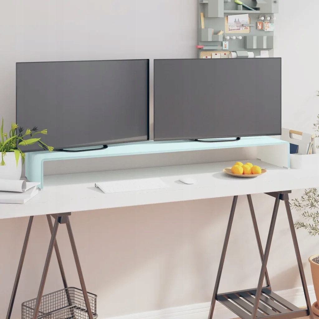 vidaXL Podstawka pod monitor Tv, zielone szkło, 120x30x13 cm