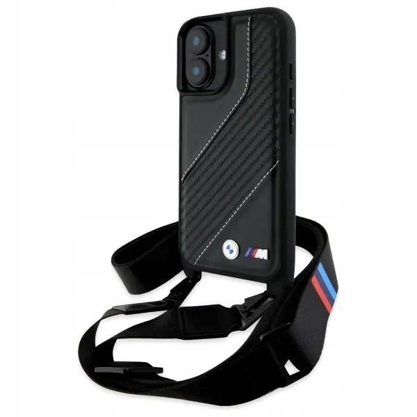 Etui Bmw M Edition Carbon Stripe Strap na iPhone 16 czarne Bmw